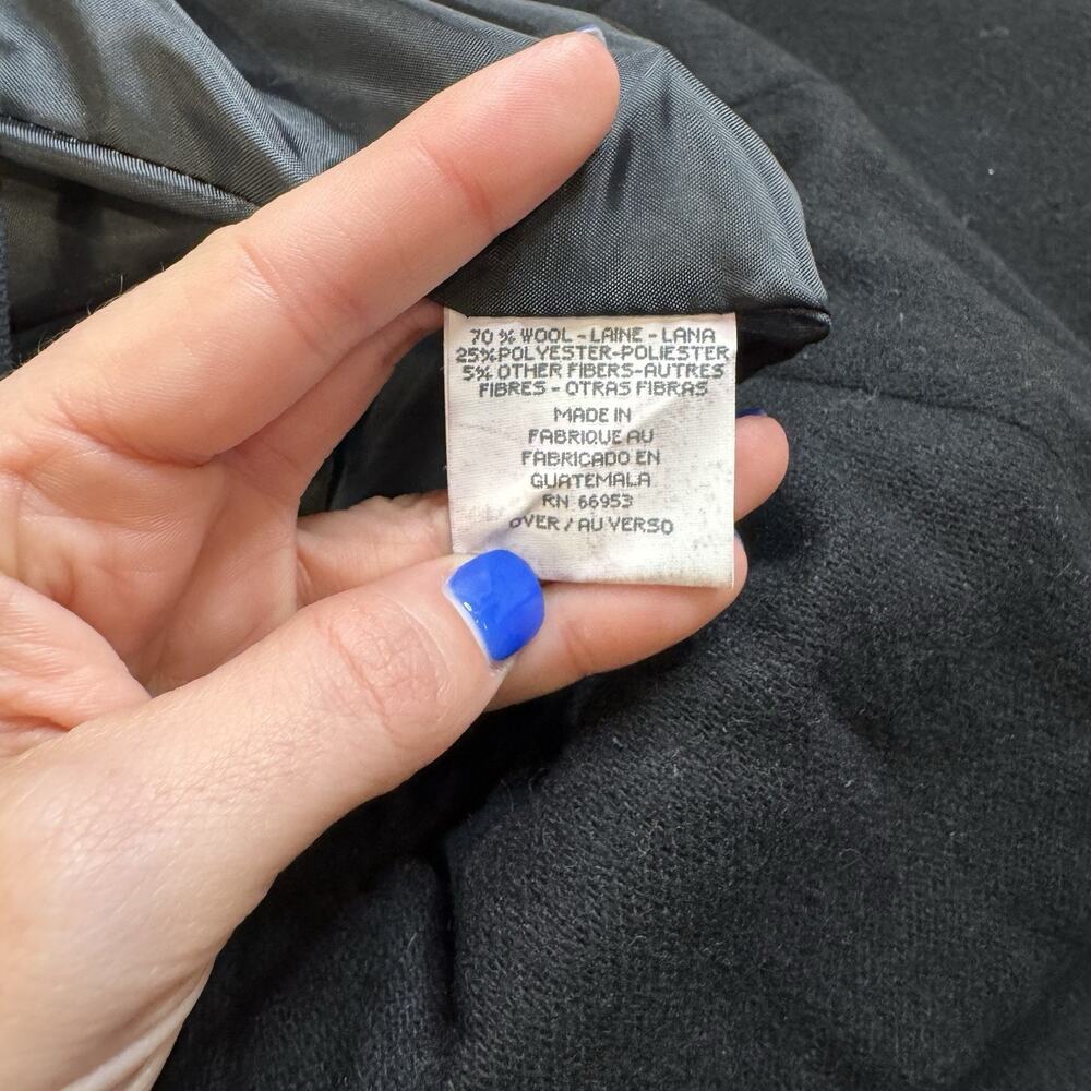 Vintage 90s Joan Leslie Black Midi Pencil Wool Blend Skirt Back Slit Sz 16 - Picture 6 of 6